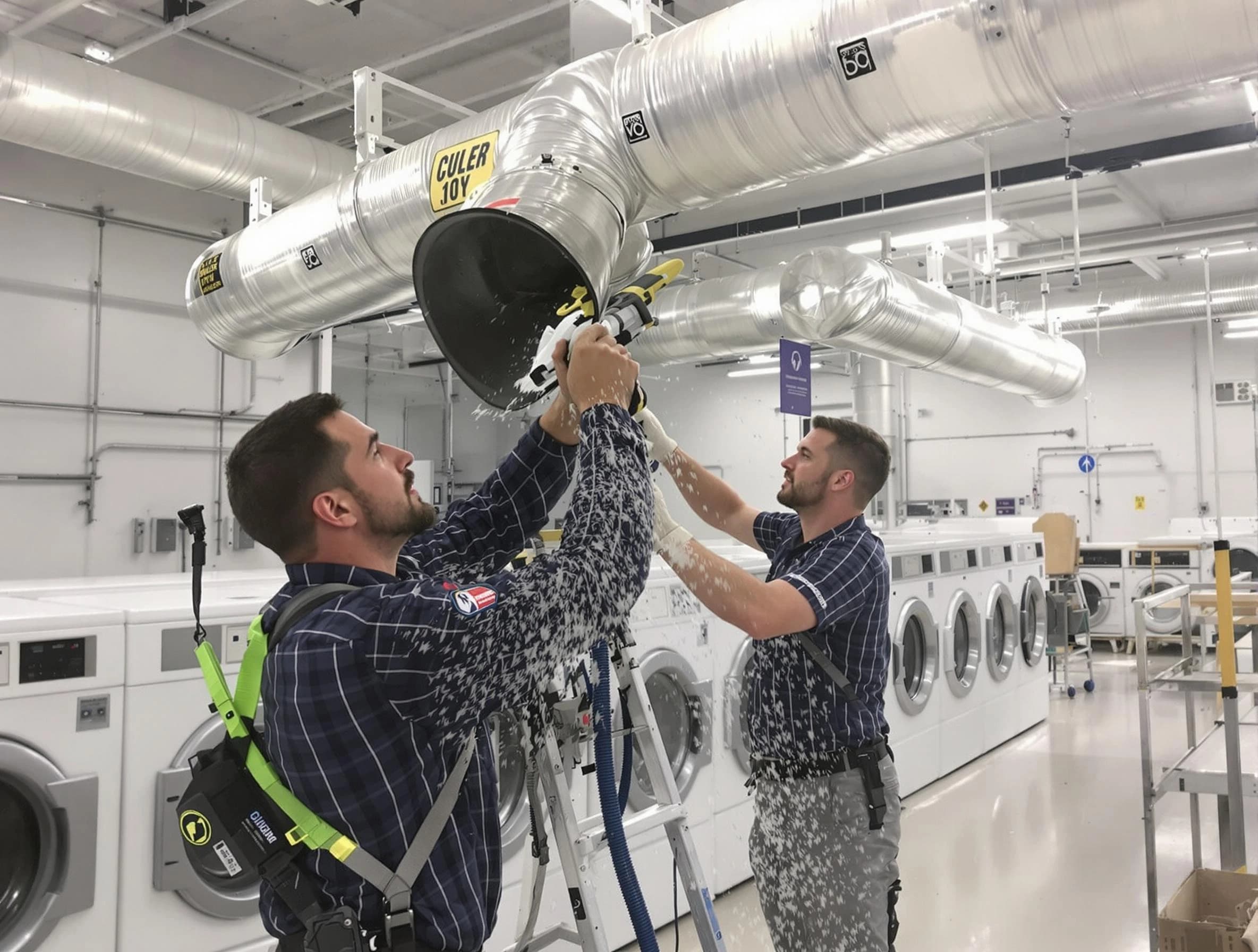 Jurupa Valley Dryer Vent Cleaning team performing large-scale commercial dryer vent cleaning in Jurupa Valley
