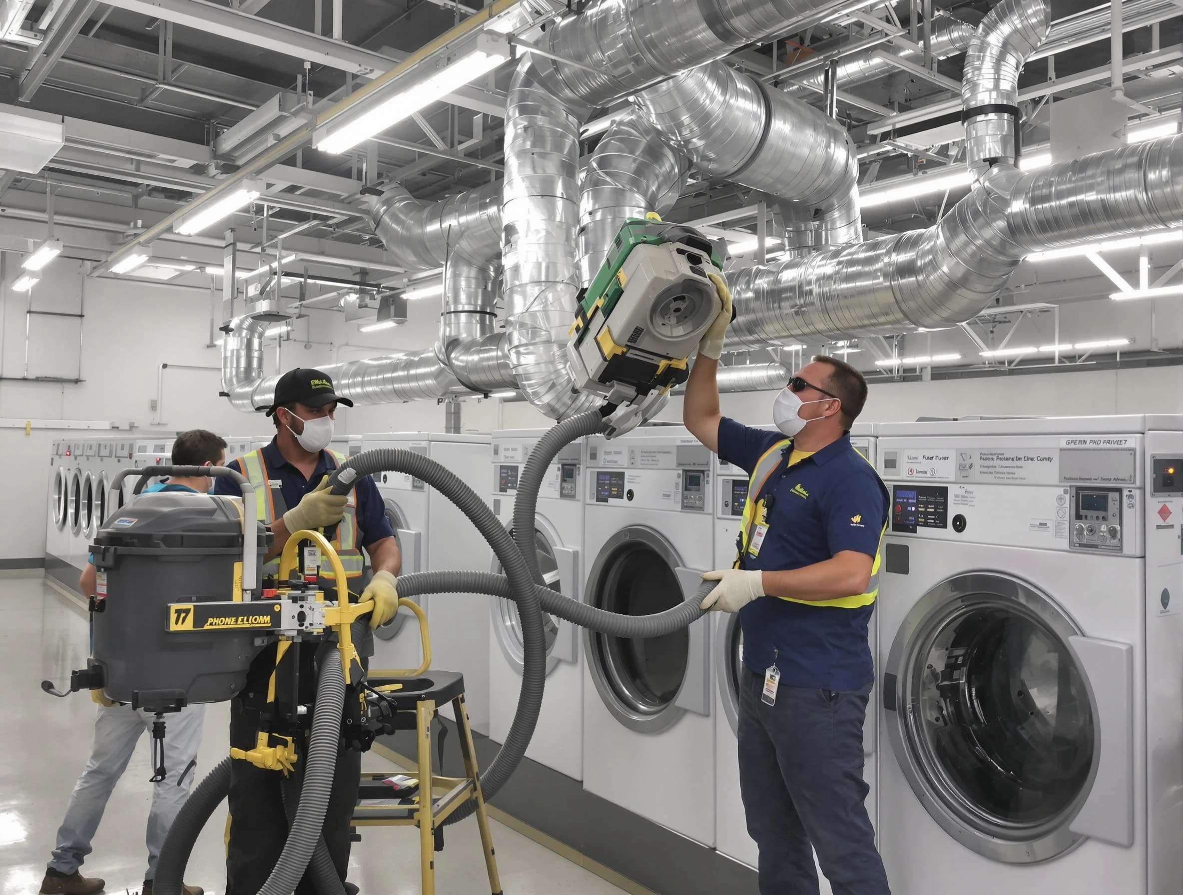 Jurupa Valley Dryer Vent Cleaning team cleaning large-scale industrial dryer vent systems at a facility in Jurupa Valley